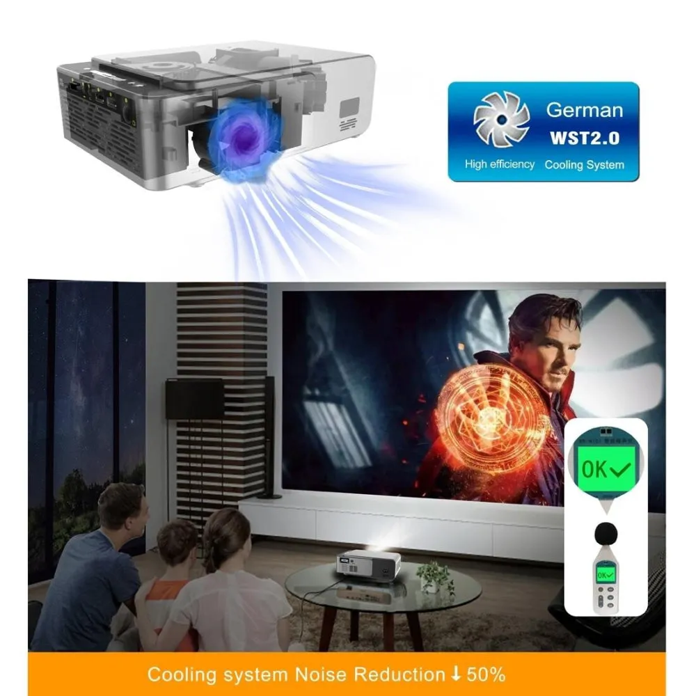 1080P Mini Theater Projector | 2000 Lumens | Phone Version | Red