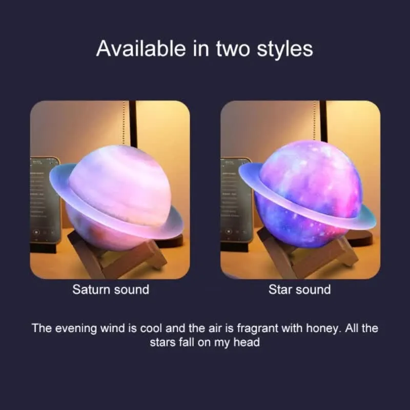 3D Saturn Ring Bluetooth Speaker | Purple & Blue | Adjustable LED Lights | HiFi Bass | USB Charging | Immersive Sound for Home & Desktop Use