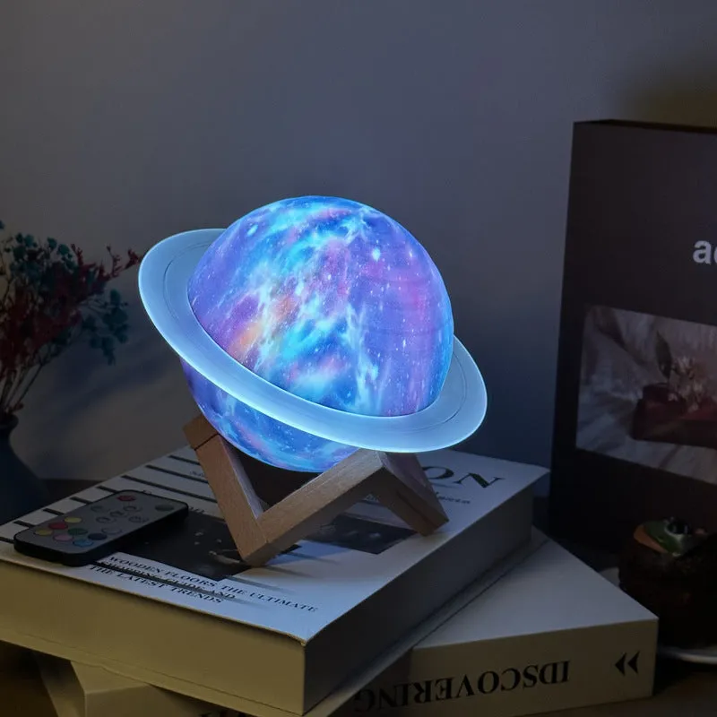 3D Saturn Ring Bluetooth Speaker | Purple & Blue | Adjustable LED Lights | HiFi Bass | USB Charging | Immersive Sound for Home & Desktop Use