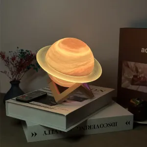 3D Saturn Ring Bluetooth Speaker | Yellow | Adjustable LED Lights | HiFi Bass | USB Charging | Immersive Sound for Home & Desktop Use