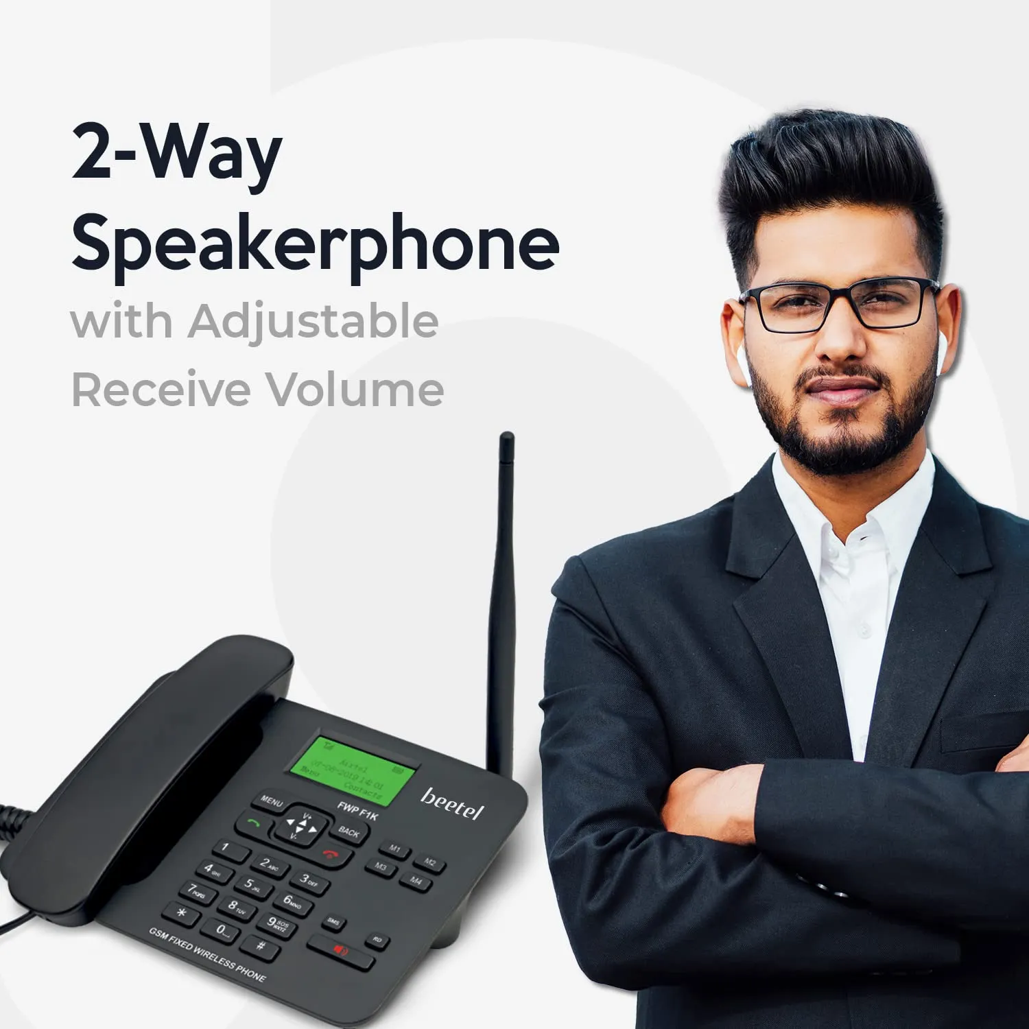 Beetel F1K GSM Fixed Wireless Phone, Support Quad band 2G,LCD Display,Speed Dial,Two way Speaker phone & Adjustable Volume,Supports Hotline Function,Alarm,4 Direct Memory Keys,Basic Calculator (Black)
