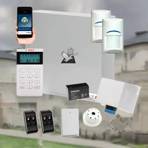 Bosch Solution 3000 Alarm System with 2 x Wireless Detectors  Icon Code pad   Deluxe Remote Kit IP Module