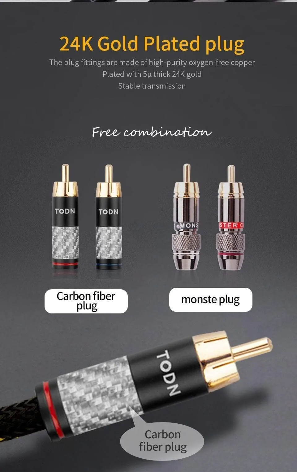 CANARE HIFI Stereo 1 Pair RCA Cable Stereo RCA Cable High-performance Premium Hi-Fi Audio cable 2RCA to 2RCA Interconnect Cable