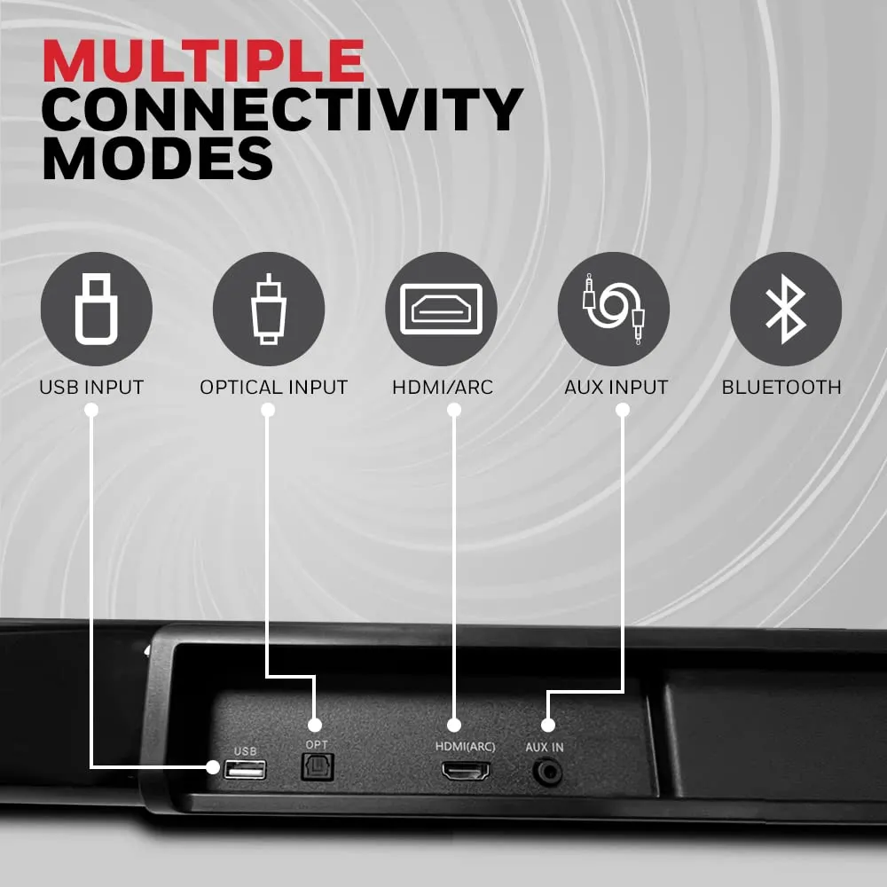 Honeywell Suono P2000 60W Soundbar (94cms), 2.0 Channel Stereo Sound, 51mm*4 Drivers, Bluetooth V5.0 (10m Range), with Remote, 3 EQ Mode, BT, AUX, USB, Optical & HDMI-2 Years Warranty