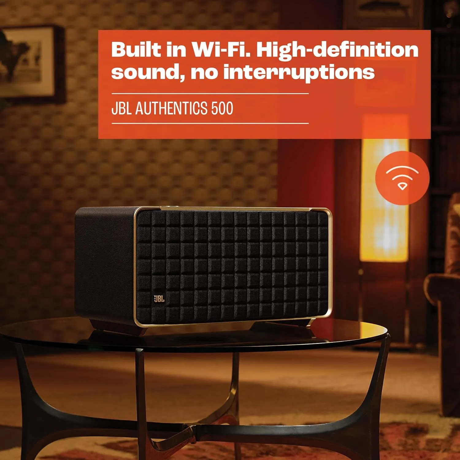 JBL Authentics 500 - Wireless Home Speaker with Bluetooth, Voice Control, and Dolby Atmos, Multi Room Playback, Built in Alexa and Google Assistant