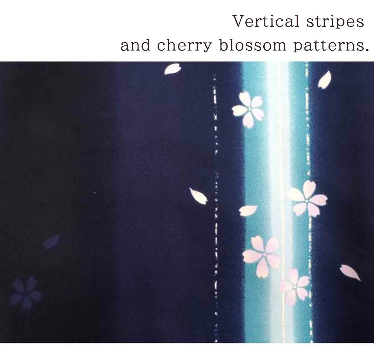 Kimono 4 Piece Coordinate Set / Kimono, Obi, Obi-age, Obi-jime / tailored L Size/navy cherry blossom pattern