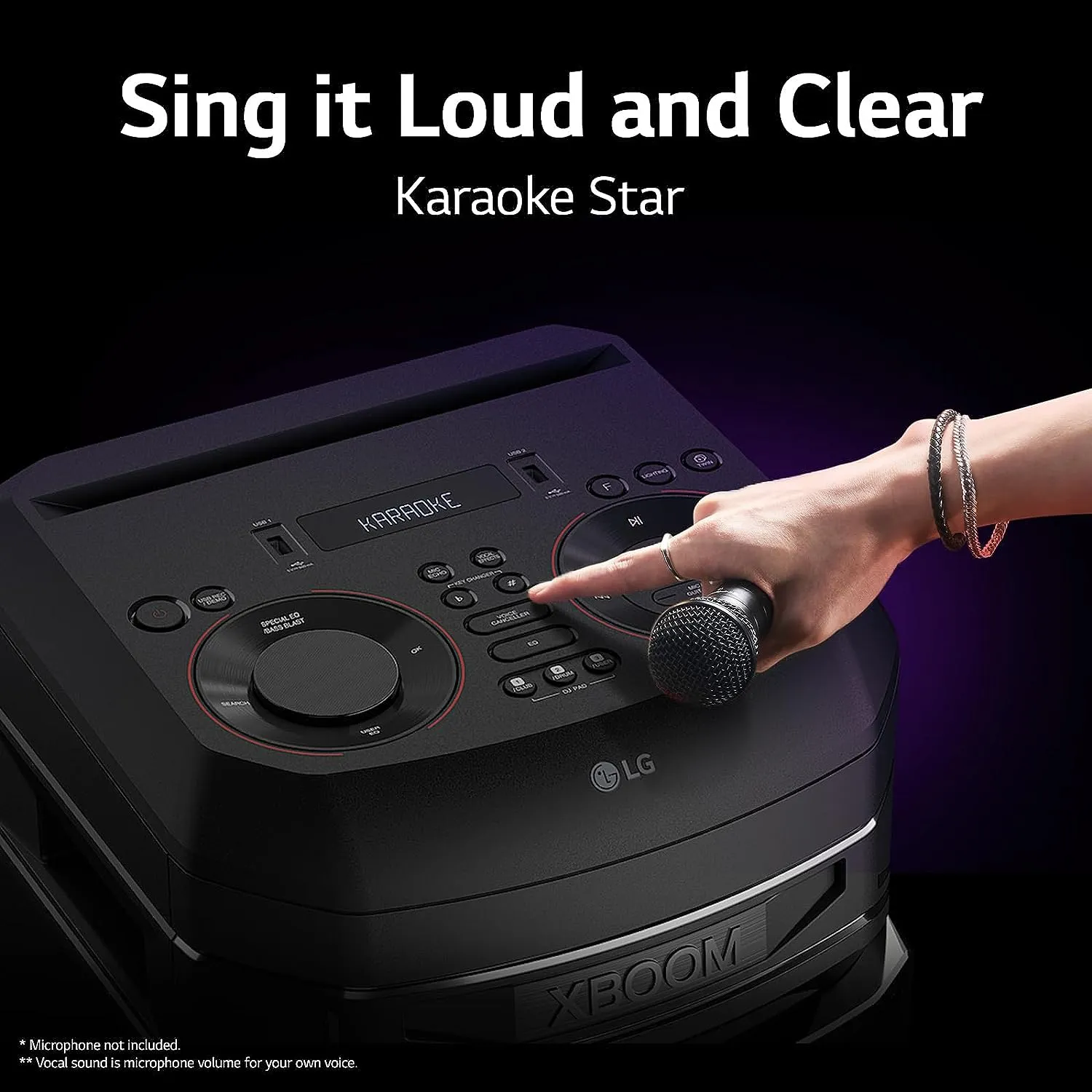 LG XBOOM RNC5 Party Speaker, Multi Color Lighting, Karaoke Feature, 1 Mic   1 Guitar Input, Wireless Party Link, USB, Bluetooth Connection, XBOOM App