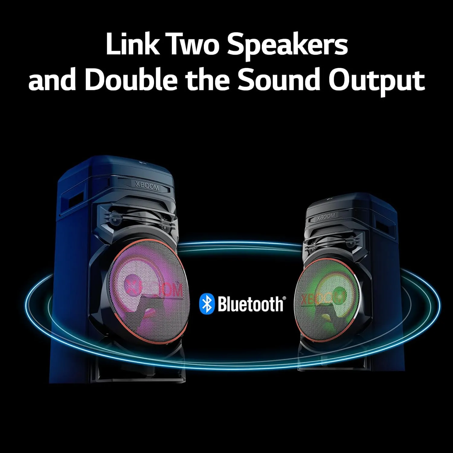 LG XBOOM RNC5 Party Speaker, Multi Color Lighting, Karaoke Feature, 1 Mic   1 Guitar Input, Wireless Party Link, USB, Bluetooth Connection, XBOOM App