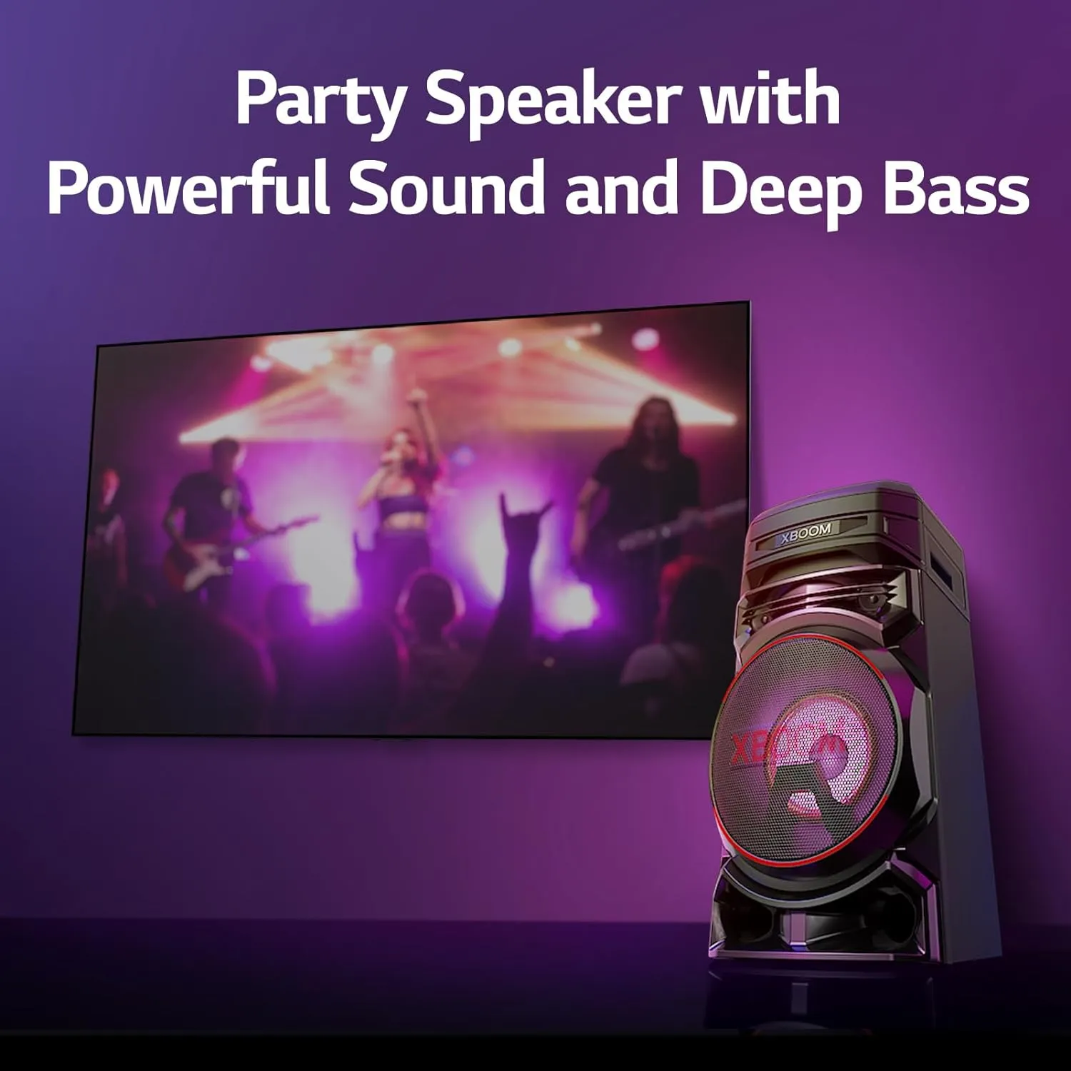LG XBOOM RNC5 Party Speaker, Multi Color Lighting, Karaoke Feature, 1 Mic   1 Guitar Input, Wireless Party Link, USB, Bluetooth Connection, XBOOM App