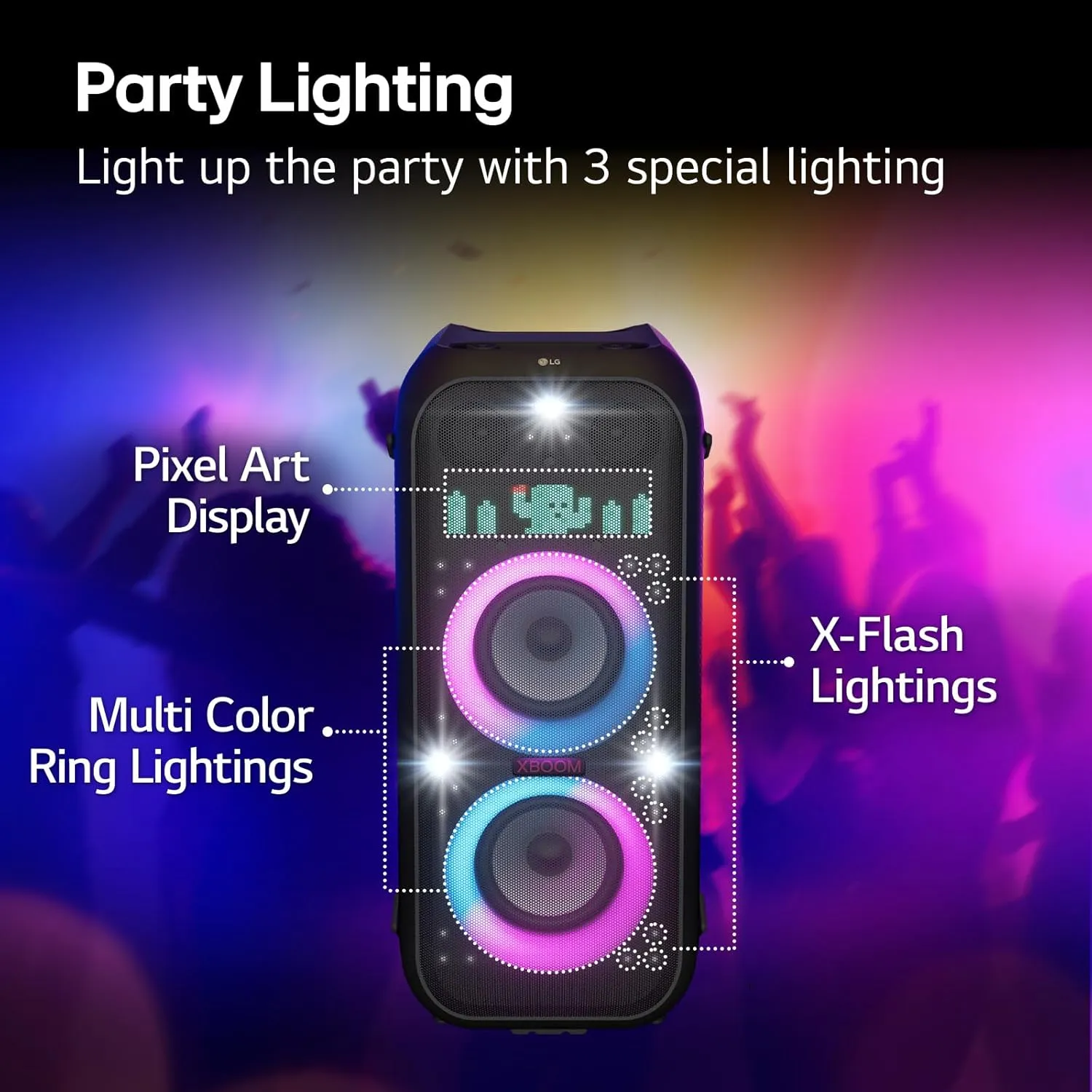 LG XL9T XBOOM Portable Bluetooth Party Speaker with Pixel LED Lighting