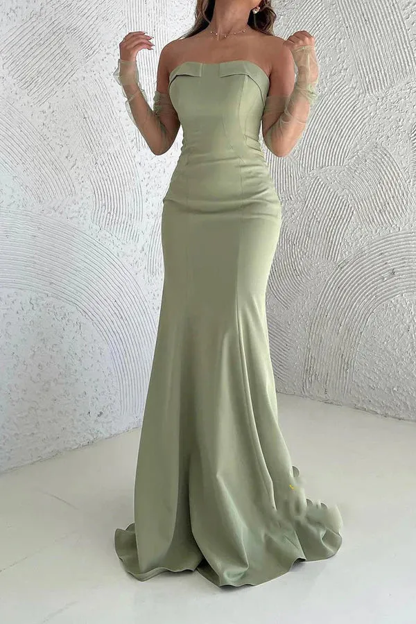 Luolandi Shoulderless speaker paired with train party dance evening dress Off Shoulder