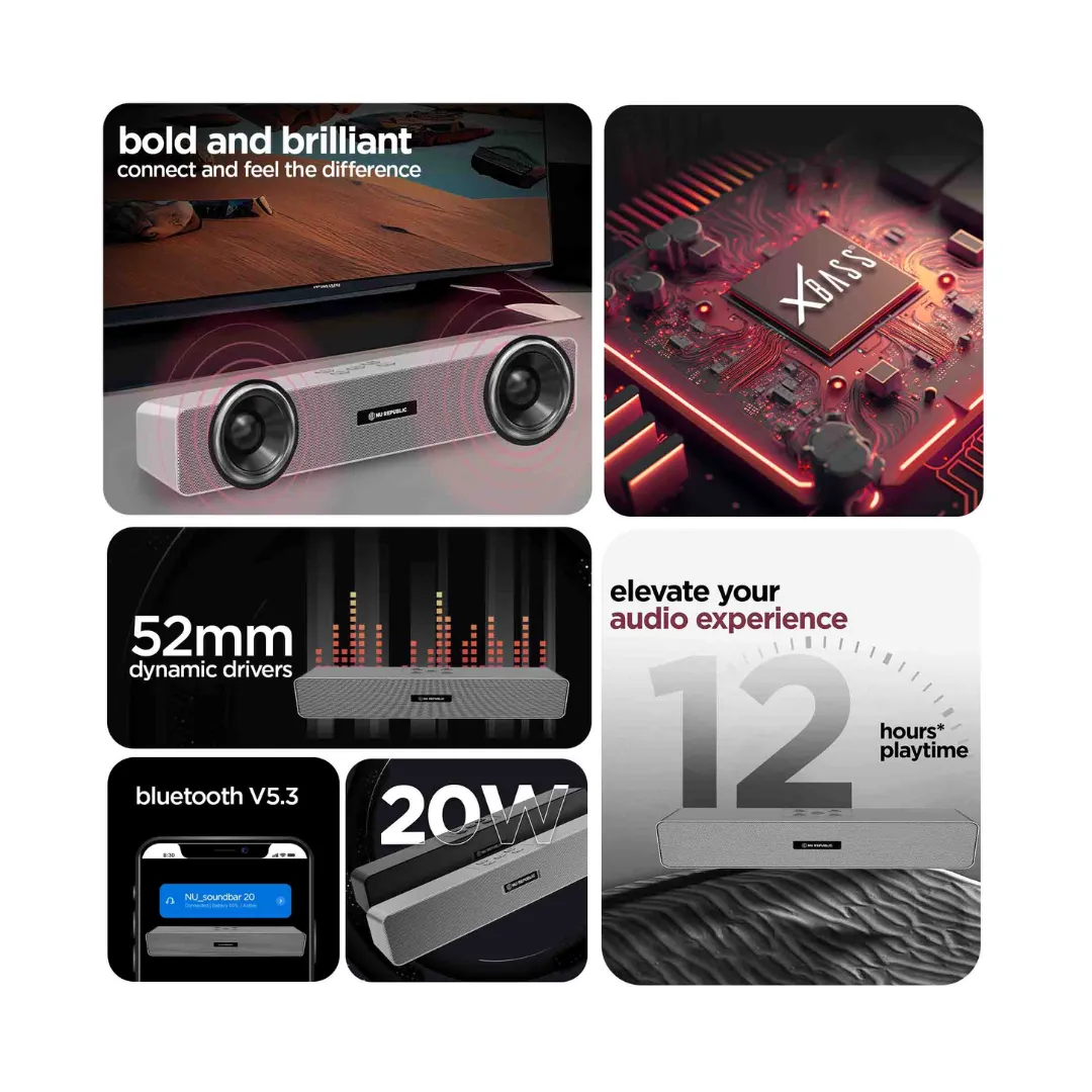 Nu Republic Sound bar 20W BT Bar Speaker