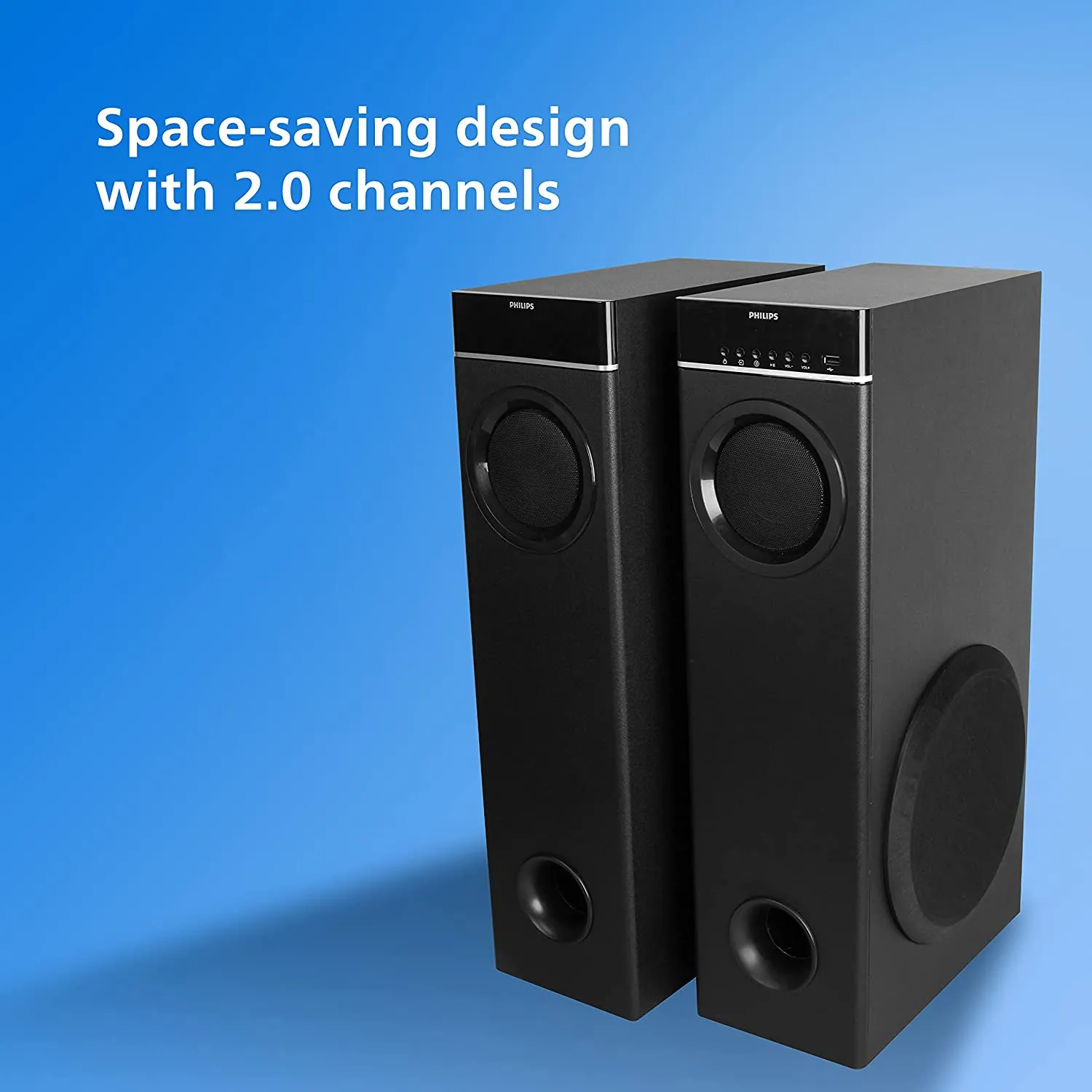 Philips Audio SPA9070/94 70 W Tower Speaker with Optical Input and Mic, Black