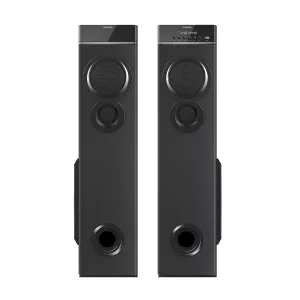 Philips Audio SPA9085 2.0CH 100W Multimedia Tower Speakers with Wireless Microphone,Multi-Connectivity Option with Supporting USB, AUX, FM,Mic & Thumping Bass with Karaoke(Black)