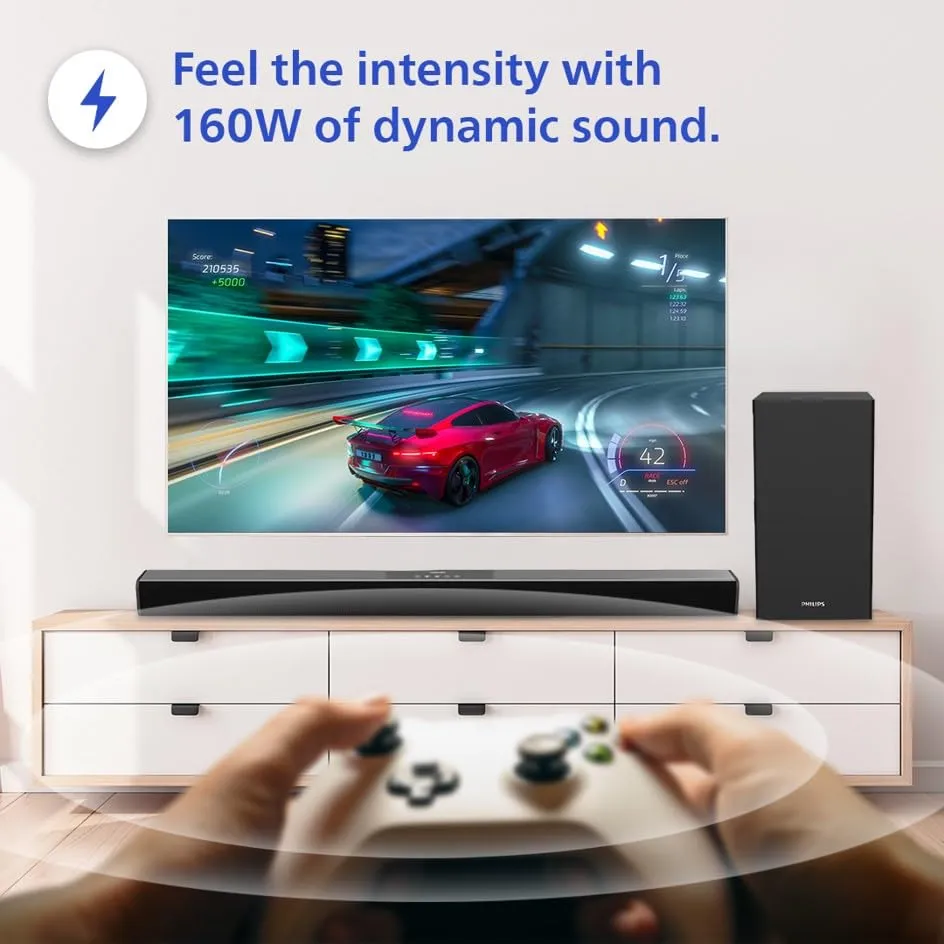 PHILIPS Audio TAB4228/94 2.1Ch 160W Bluetooth Soundbar With Woofer
