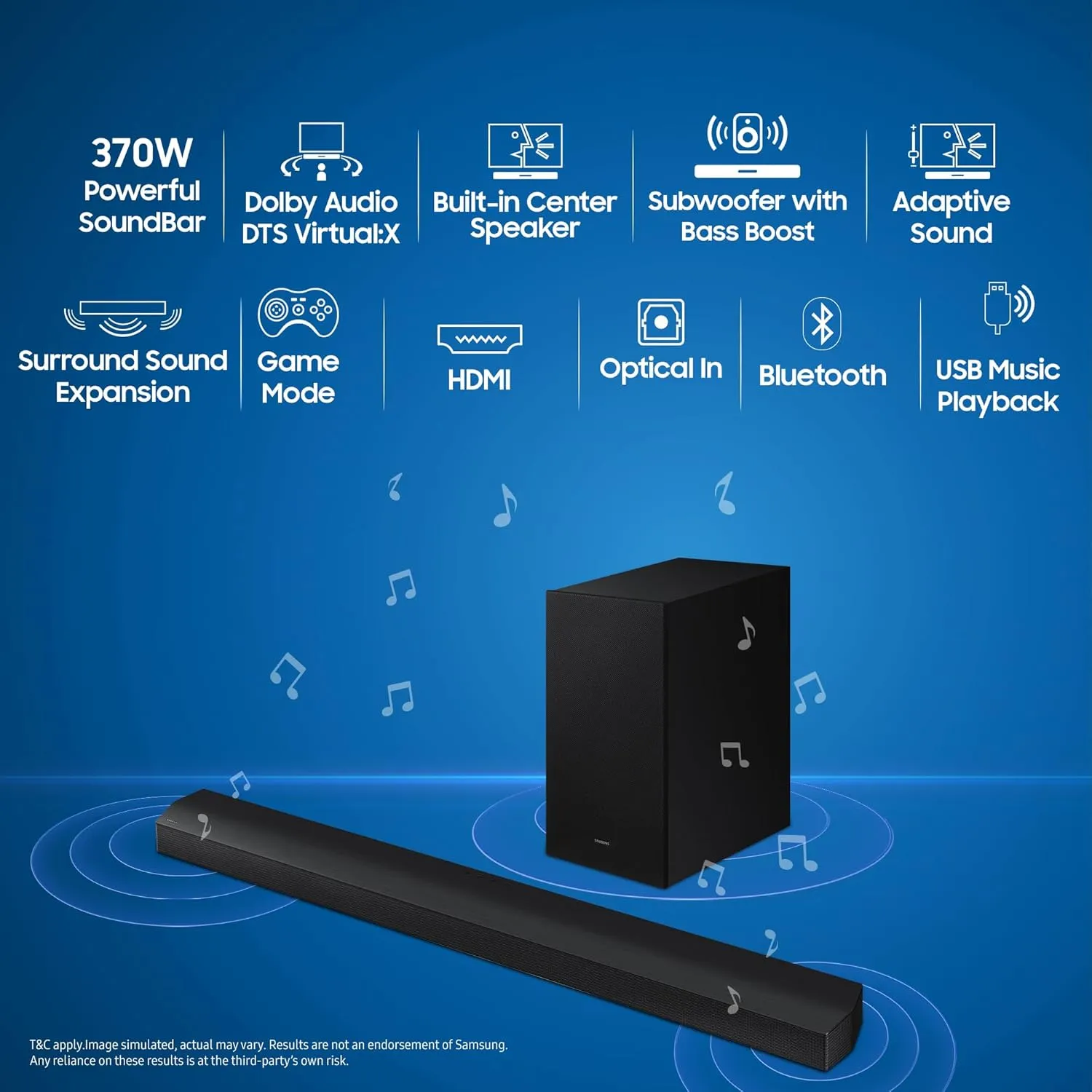Samsung HW-B650D/XL 370 W 3.1 ch Dolby Soundbar With Woofer
