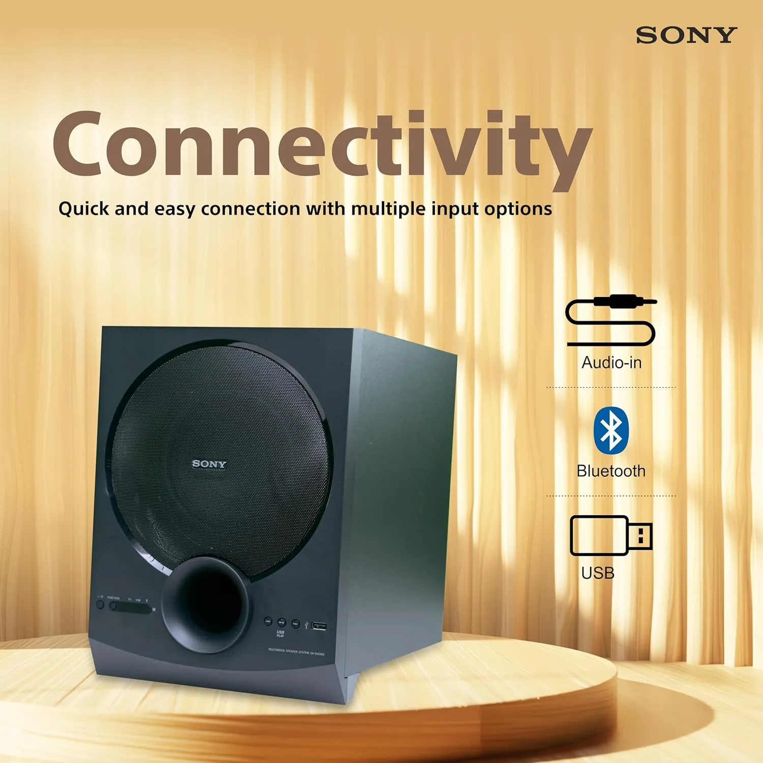 Sony SA-D40M2 4.1ch Home Theatre Speaker with 100W Power Output and Powerful Subwoofer - Black
