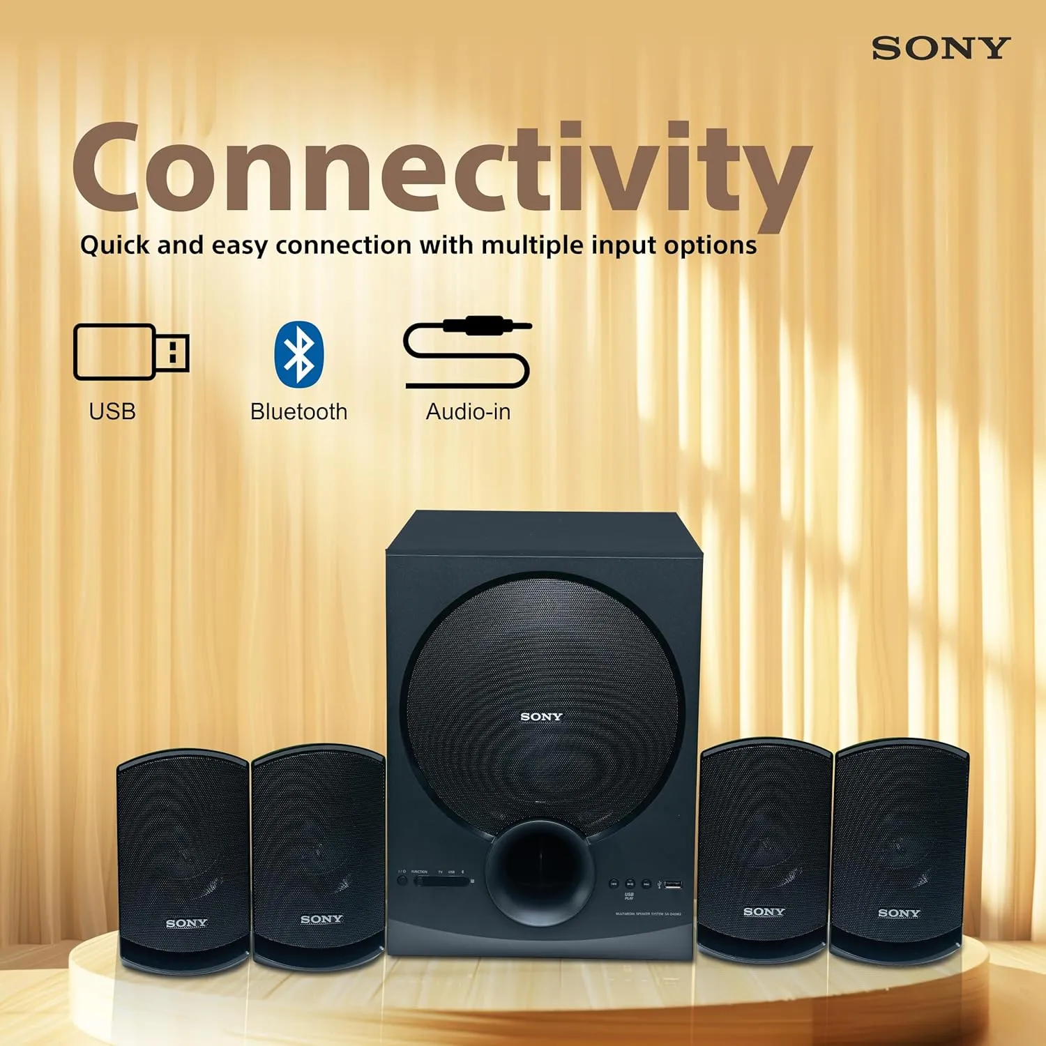 Sony SA-D40M2 4.1ch Home Theatre Speaker with 100W Power Output and Powerful Subwoofer - Black